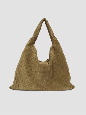 Bottega Veneta Large Hop in Intrecciato Suede - Olive